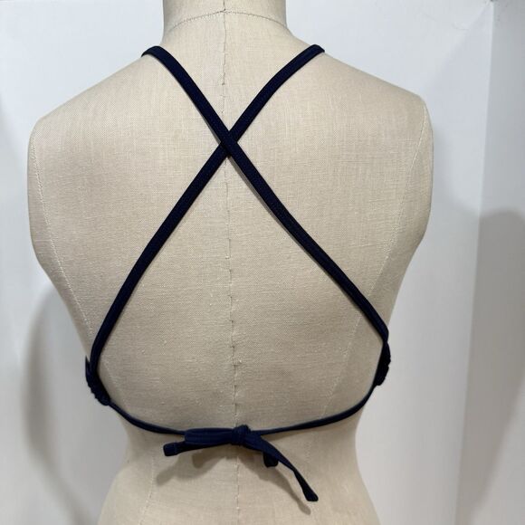 Aerie Cropped Helter Neck Blue Lace Swimsuit Top Size SP Adjustable - Picture 3 of 16